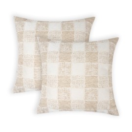 HSOFTIFY Throw Pillow Covers 18x18 Set of 2 Farmhouse Boho Cotton Linen Decorative Cushion Cover with Zipper for Couch Chair Sofa Bed Living Room (Beige and Cream)