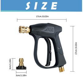LITCALEMY Pressure Washer Short Gun - 4350 PSI Max with Nozzle Kit, Car Wash Foam Gun, Power Washer Gun Compatible with Foam Cannon - (Includes 5 Nozzles and Nozzle Holder Set)
