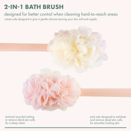 EcoTools 2-in-1 EcoPouf Bath Brush, Loofah Brush for Bath & Shower, with Long Handle & Recycled Netting for Cleansing & Exfoliating, Back Brush for Men & Women, Eco-Friendly & Cruelty-Free, 1 Count