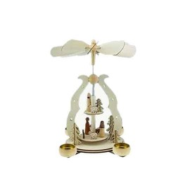 Clever Creations Brown Two Tier Nativity 21 Inch Traditional Wooden Christmas Pyramid Decoration, Festive Christmas Décor for Shelves and Tables