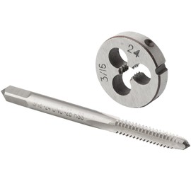 Burkit 3/16"-24 UN Tap and Die Set, 3/16 x 24 UN Machine Thread Tap and Round Die Right Hand