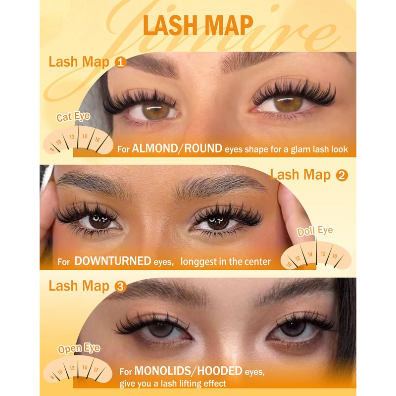 JIMIRE Manga Cluster Lashes Natural Looking 180Pcs Individual Eyelashes Wispy