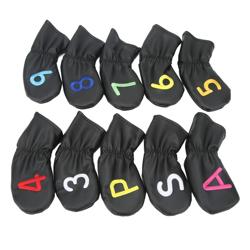 10Pcs Golf Head Cover Club Headcover Waterproof PU Elastic Closing