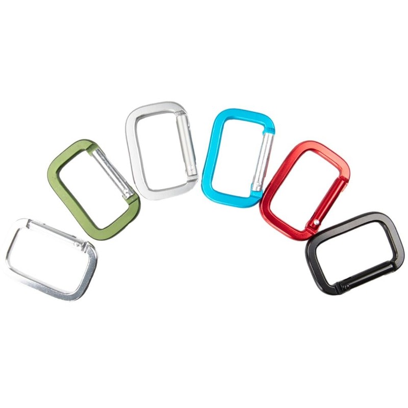 Craft County Aluminum Rectangle Carabiners (Black, 5 Pack)