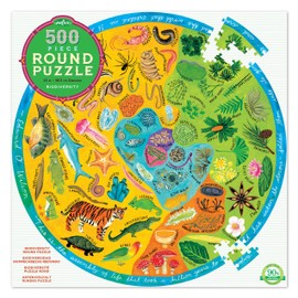 eeBoo: Piece and Love Biodiversity 500 Piece adult Round Jigsaw Puzzle, Jigsaw Puzzle for Adults and Families, Includes Glossy and Sturdy Pieces