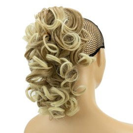 IMISSU Messy Curly Hair Short Claw Ponytail Hair Extensions Pony Tail Clip in Hairpieces (Honey Dirty Blonde)
