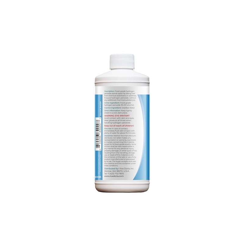 Viva Doria Hydrogen Peroxide 3 Percent, Food Grade, 3% Hydrogen