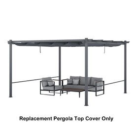 Aoodor 10x13 Ft Pergola Replacement Canopy- Retractable Sun Shade Cover with Water-Resistant & UPF 50+ UV Blocking for Outdoor Patio, Grey