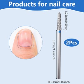 2Pcs 3/32" Cuticle Bit Gel Remover Drill Bit Small Cone Cuticle Clean Nail Drill Bits Medium Grit Carbide for Electric Nail Drills Professional Manicure Tool Remove Dead Skin for Salons Home Use