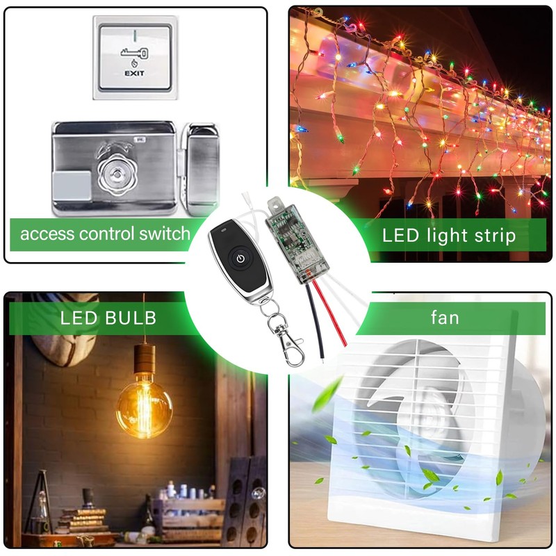 Meskliu 12v Mini Wireless Switch,Dry Contact RF Switch,DC 3.7V/5V/12V 2A