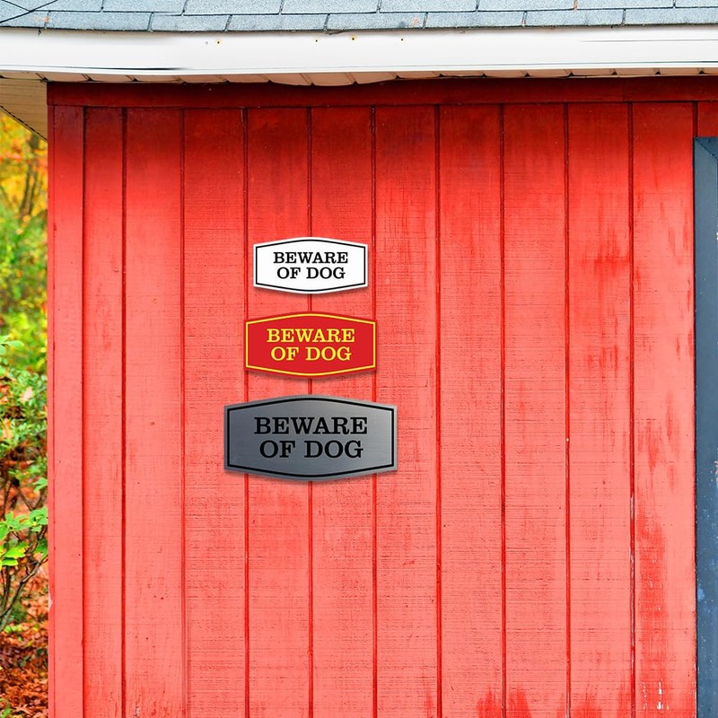 Fancy Beware of Dog Sign (Black/Gold) - Medium