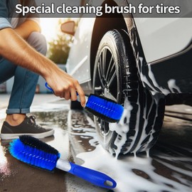 COFSODI Car Tire and Wheel Cleaning Brush, Car wash Cleaning Soft Brush for Rims with Non-Slip Handle, Wheel Brush for Scratch-Free car Detailing, Essential Tools for Cleaning Kits. (Blue Rim Brush)
