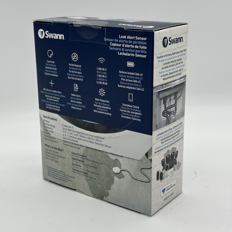 Swann Security NIB Swann Indoor Smart Water Leak Detector SWIFI-LEAK-GL