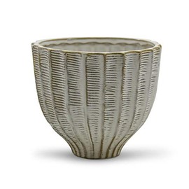 WGV Ceramic Vase, Width 7.5", Height 6.5", Acorn Pot Bowl, Antique White Cream Basket Pattern Planter for Wedding Event Office Home Decor, 1 Piece