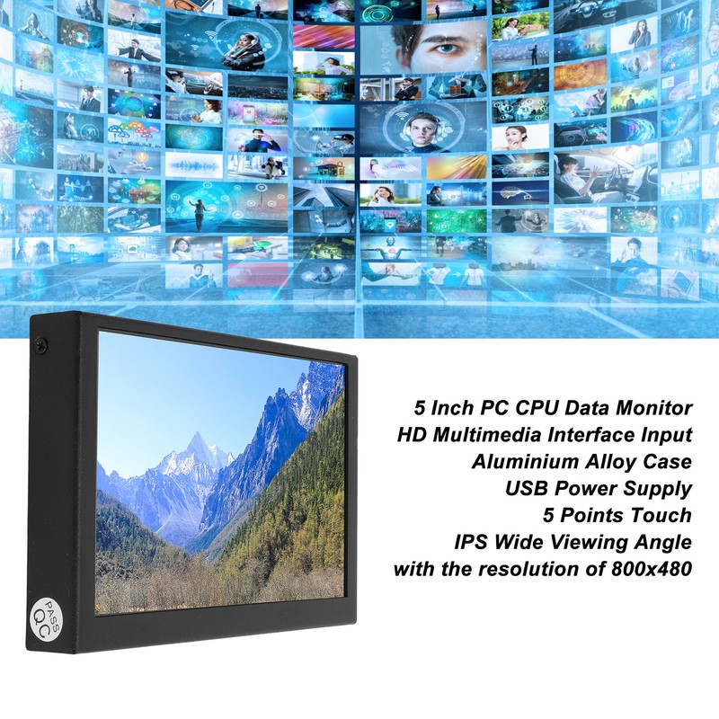 Computer Temp Monitor 5 Inch IPS USB A Multi Touch