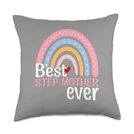 Cute Boho Rainbow Gifts For Mothers Day Best Stepmother Ever Throw Pillow