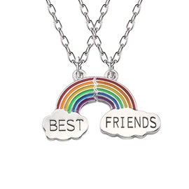 ShiQiao Spl Best Friend Friendship Gifts for Girls Birthday Gifts for Women Bestie Christmas Gifts for BFF Necklace for 2 Girls Rainbow Necklace