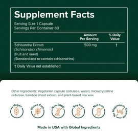 Prominent Nutrition Schisandra - Supplement for Liver & Stress Support - No Artificial Colors - Non-GMO, Vegan & Gluten-Free - 60 Capsules (60 Servings)