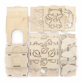 Baker Ross FE726 Woodland Animal Lantern - Pack of 3, Wooden Craft Set for Children, Autumn Arts and Crafts for Kids Activities to Colour In, Decorate and Display