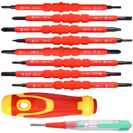 Insulated Screwdriver Set Portable Electrician Screwdriver Set with Magnetic Tip Chrome Vanadium Steel Electrician Repair Tool for...(Orange -yellow,10)