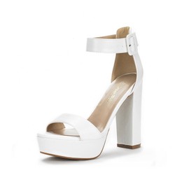 DREAM PAIRS Womens HI-LO High Heel Platform Pump Sandal Orinthia,Size 7.5,White/Pu,HI-LO