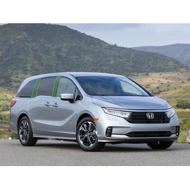 Rvinyl Pillar Post Pre Cut Window Trim Kits in Gloss Black Compatible with Honda Odyssey 2018-2023 - Adhesive Backs