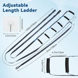 Fanwer Bed Ladder Assist, Pull Up & Sit Up Assist Device with 6 Handle Grips,Adjustable Rope Bed Ladder strap,Bed Rope Ladder Helper for Elderly Adults, Handicap