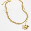 Puffy Heart Necklace Chunky Heart Charm Necklace Layered Gold Necklace