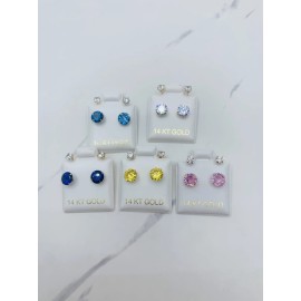 Stampd 14k gold earrings telephone ear jacket 6mm - Aretes Estilo Teléfono Oro - White