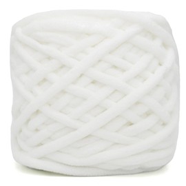 Chunky Velvet Chenille Yarn for Crocheting White Velvet Fluffy Plush Thick Bulky Chunky Chenille Velvet Soft Baby Blanket Yarn for Crocheting Hand Knitting 100g(White)
