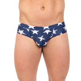 Gary Majdell Sport Men's Hot Prints Cheeky Brief Bikini Swimsuit (Navy Stars, X-Large)