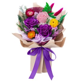 Flomoon Forever Flower Bouquets Preserved Roses Bouquets Purple Roses Bouquets Gift Box for Women Valentines Day Mother’s Day Anniversary Birthday