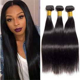 Brazilian Hair Extensions Human Hair Unprocessed Human Hair Straight Set 100% Human Hair Straight Strands Straight Hair (24 24 24 Inch / 210g)