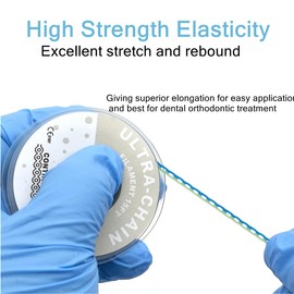 Dental Orthodontic Power Chain Mixed Color Spool Elastic Rubber Bands for Teeth Braces, 15ft/Roll (Blue&Green, Long)