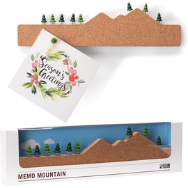 Memo Mountain 3 Cork Board Strips - Corkboard Pin Boards with Mountain Scene Pushpins, Office Accessories, Cute Cork Boards for Walls - Color: Memo Mountain