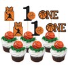 24 piezas de decoración de cupcakes de baloncesto con purpurina