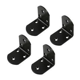 Aracombie 4 Pcs Stainless Steel L Bracket Corner Brace for Wooden Furniture Bedframe Cabinet Drawer Chair with 24 Pcs Screws, Black Right Angle Bracket 2 x 2 Inch for Shelves, Wood Boxes