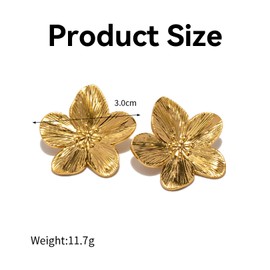 Big Flower Earrings for Women,Gold Flower Big Earrings for Women Studs,Hypoallergenic Gold Statement Earrings,Metal Floral Petal Boho Earrings for Women,Grils,Girlfriends,Daughters,Sisters