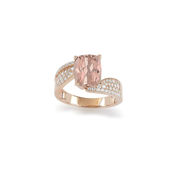 Tirafina Rose Gold Over Sterling Silver Simulated Morganite Bypass Ring