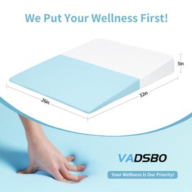 VADSBO Wedge Pillow, Bed Wedge Pillows for Sleeping, Snoring, Back Support, After Surgery, Foam Triangle Pillow, Removable Washable Cover (Green, 5in)