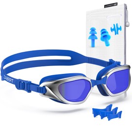 ZABERT Swim Goggles,W2 Swimming Goggles for Adult Men Women, Anti-fog UV Protection No Leaking,Mirrored Blue
