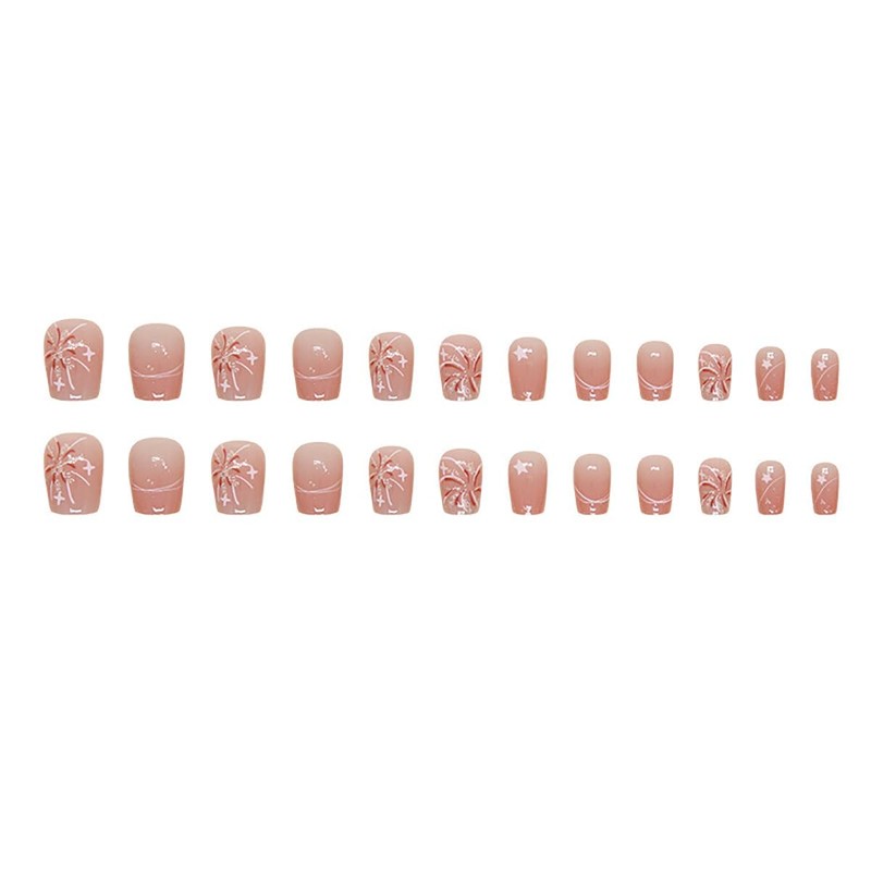Gloss & Go 24 Reusable Artificial Fake Nail Set| Peach