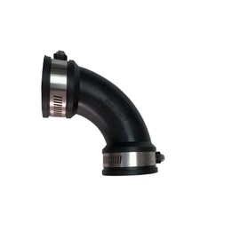 Aqua Universe 1.5" Flexible Black Elbow Pipe with Stainless Steel Clips | Hose Connector 1.5 Inch Bend for Plumbing, Aquarium, Pond, Drainage and Waste Down Pipe Connector (Pipe Size 50mm - 38mm)