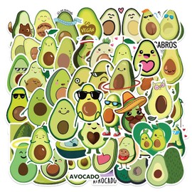 50 Pieces Avocado Stickers for Water Bottle, Laptop, Phone, Luggage, Skateboard Stickers for Adults, Teens, Girls, Kids