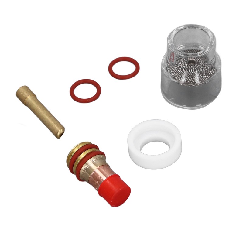 6 Pcs TIG Torch Glass Cup Collet Kit 2.4MM Glass
