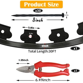 Yonroik No Dig Lawn Edging Kit,Landscape Edging with Stakes fit for Lawn,Flower Garden,Grass,Lawn Edging,The Yard (30 FT, Black)