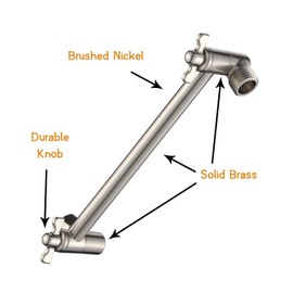 12 Inch Shower Head Extension Arm Brushed Nickel.Solid Brass Adjustable Shower Arm Extension. Lower Or Raise Any Rain Or Handheld Showerhead To Your Height & Angle – Universal Connection