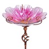 MUMTOP 31 Inch Height Glass Birdbath Birdfeeder with Metal Stake