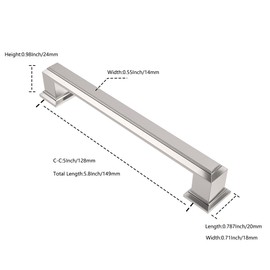 Voraus Cabinet Pulls 10 Pack Brushed Nickel Drawer Handle 5 Inch(128mm) Hole Centers Cabinet Drawer pulls Square Kitchen Handles for Cabinets Cupboard Handles