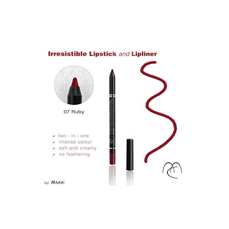 Ruby Makki Irresistible Lipstick & Lip Liner Pencil, Intense, Rich